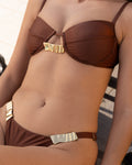 Bikini Demi-lune chocolat & détails dorés